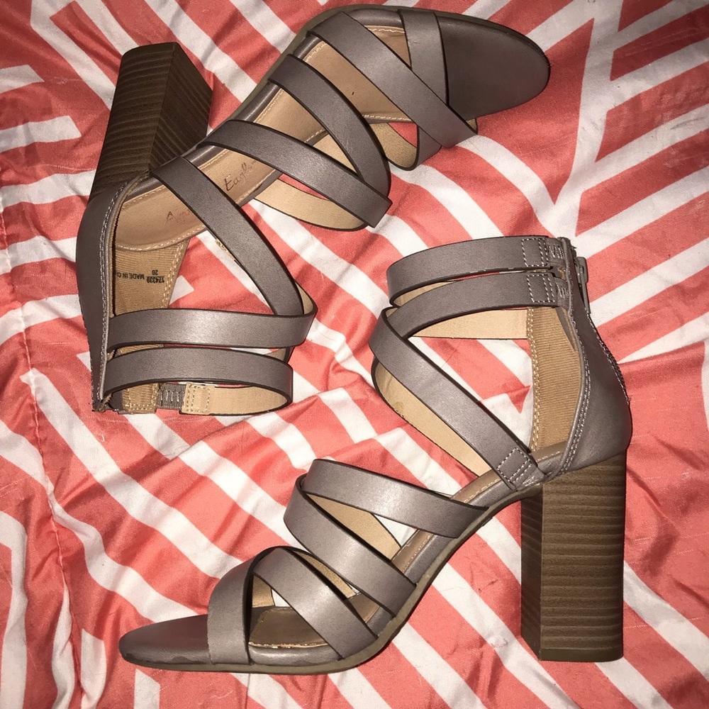 Criss Cross Strappy Open Toe Chunky Heel MAUVE